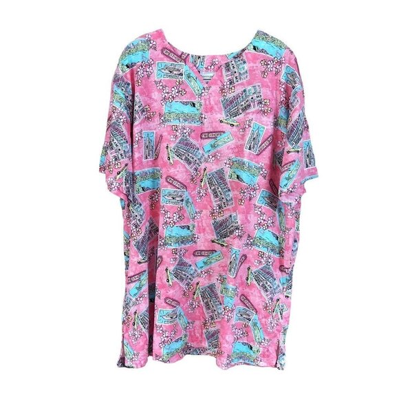 Fashion Bug Women's Plus Size Pink New York Vacation Top - Picture 2 of 8